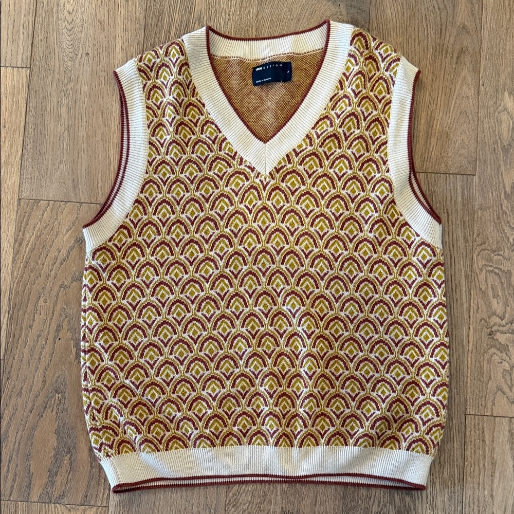 ASOS DESIGN Knit Cropped Tile Pattern Tank in Yellow - L